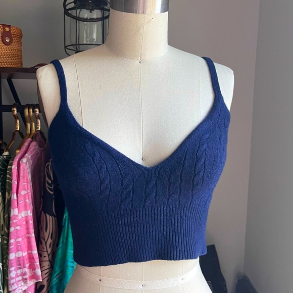 Polo cable-knit cashmere wool crop top new - Picture 6 of 6